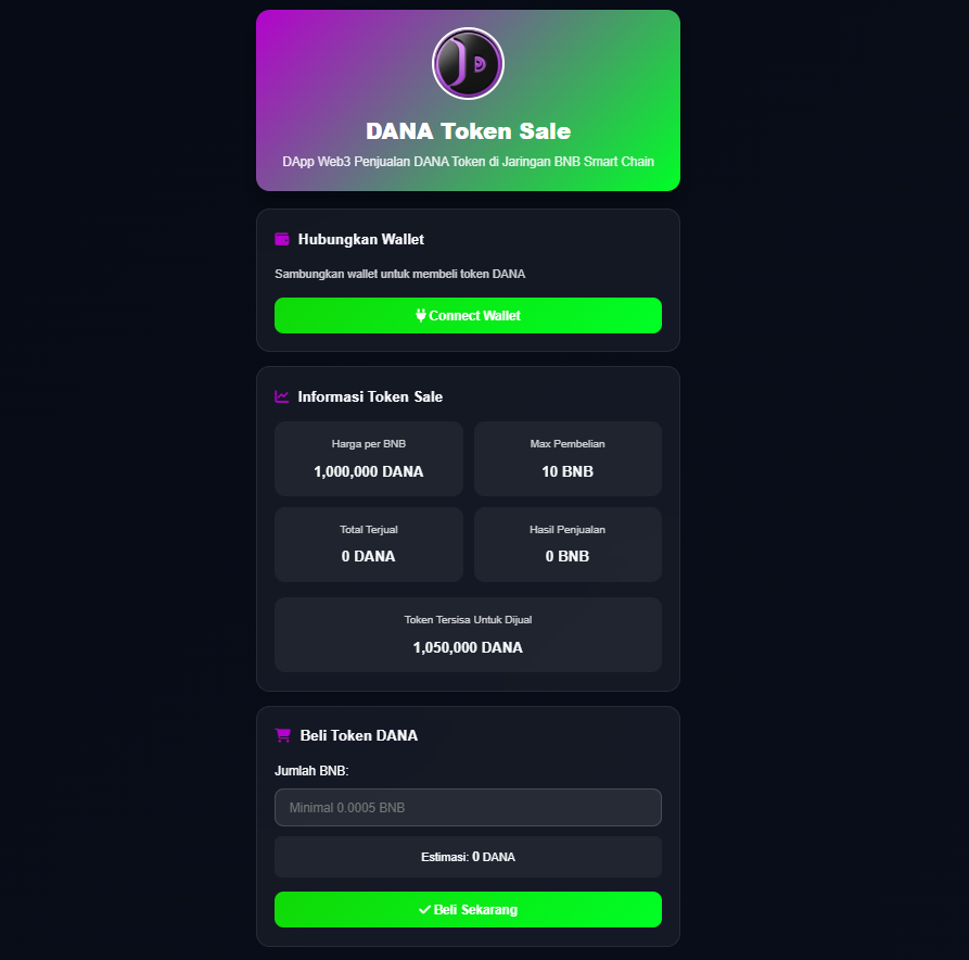 tampilan dapp web3 token sale untuk pengguna